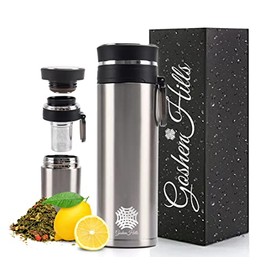 Stainless Steel Insulated Double Wall Leak Proof Tumbler Vacuum Flask with Flavor Infuser BPA Free 17.5 oz (Silver)