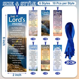 Dispowreath 60 Pcs The Lord's Prayer Bookmark Religious Christian Bookmarks for Teens Men Women Church Home Party Favors