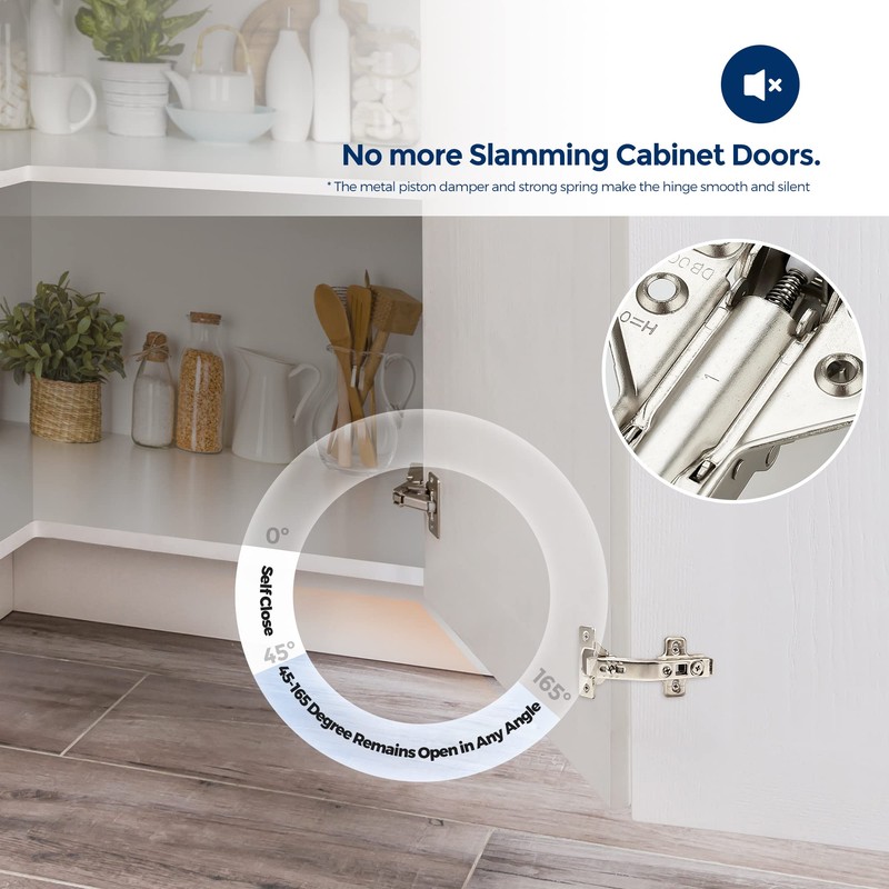 Ravinte 1 Pair 2 Pack Kitchen Cabinet Hinges, 165 Degree