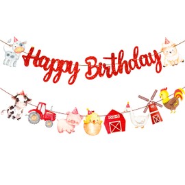 Farm Animals Birthday Party Banner Farm Birthday Party Decorations Farmhouse Farm Animals Cutout Banners for Barnyard Theme Birthday Party Baby Shower Supplies