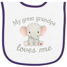 inktastic My Great Grandpa Loves Me Elephant Baby Terry Cloth Bib White and Purple 46d24