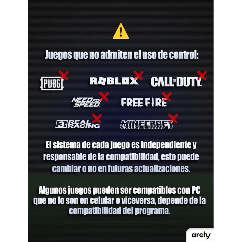 Archy Control para Celular Gamepad Bluetooth Control PC Inalambrico Mando