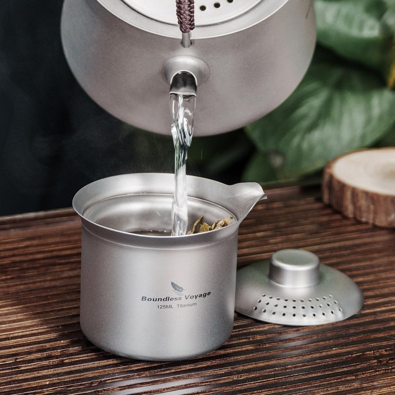 Boundless Voyage Ti3145D Titanium Teapot, Stylish, Heat Resistant, Double Layer,