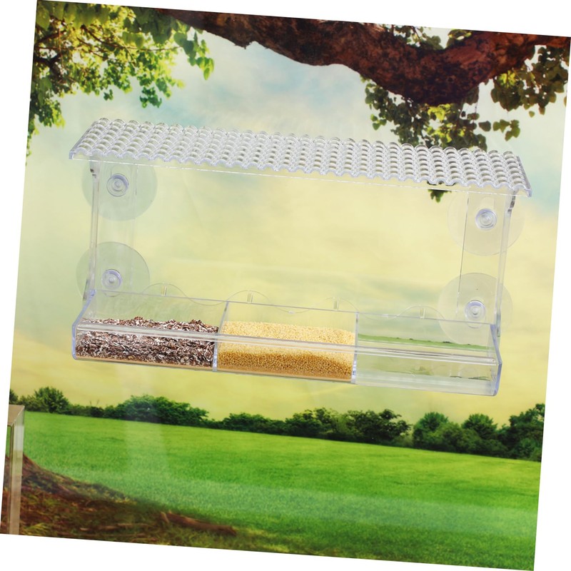 Mipcase Clear Window Bird Feeder with Suction Grip Sturdy and