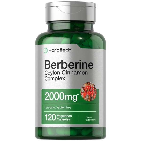 Berberine with Ceylon Cinnamon | 2000mg | 120 Veggie Capsules | Vegetarian, Non-GMO & Gluten Free Supplement | Berberine Complex | by Horbaach