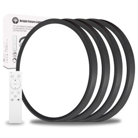 4Pack 12 Inch Remote Control Dimmable LED Flush Mount Ceiling Light Panel,24W 2520LM,2700K-6000K Adjustable Color,Ultra Thin Round Black Ceiling Light Fixture for Hallway Kitchen Bedroom Home Office