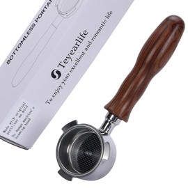 Teyearlife 51mm 3ears Bottomless Portafilter Compatible with CASABREWS CM5418,CM5418,3700Essential and 5418Pro,Stainless Steel and solid wood