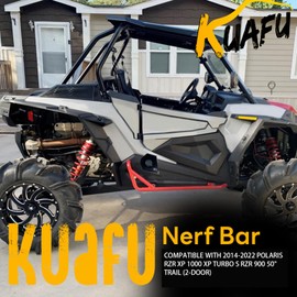 KUAFU Nerf Bars Rock Sliders Compatible with 2014-2023 Polaris RZR XP 1000 XP Turbo S RZR 900 50" Trail (2-Door) Side Steps 1 Pair Left & Right - Red