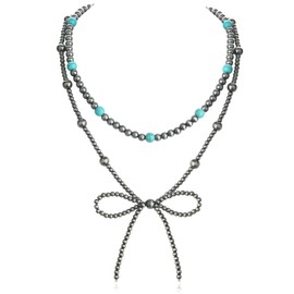 Navajo Pearl Bow Necklace Western Jewelry for Women Cowgirl Turquoise Necklaces Jewelry（3）