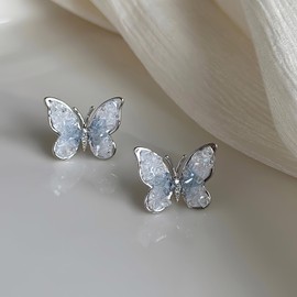 TREENEST Pendientes de Mujer,Aretes de Mujer Mariposa,Pendientes Mariposa Cristal Azul Elegantes y Nobles,Boda,Compromiso, Cumpleaños o Regalo Romántico, Joyería Regalo Ideal para Mujer 10088