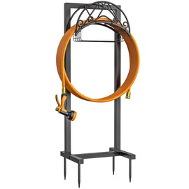 Garden Hose Holder - Upgraded Water Hose Holder Holds 150FT Hose, Heavy Duty Metal Hose Stand, Detachable Hose Storage Rack for Lawn & Yard