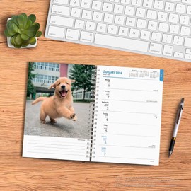 I Love Puppies | 2024 6 x 7.75 Inch Spiral-Bound Wire-O Weekly Engagement Planner Calendar | New Full-Color Image Every Week | BrownTrout | Animals Dog Breeds Puppy