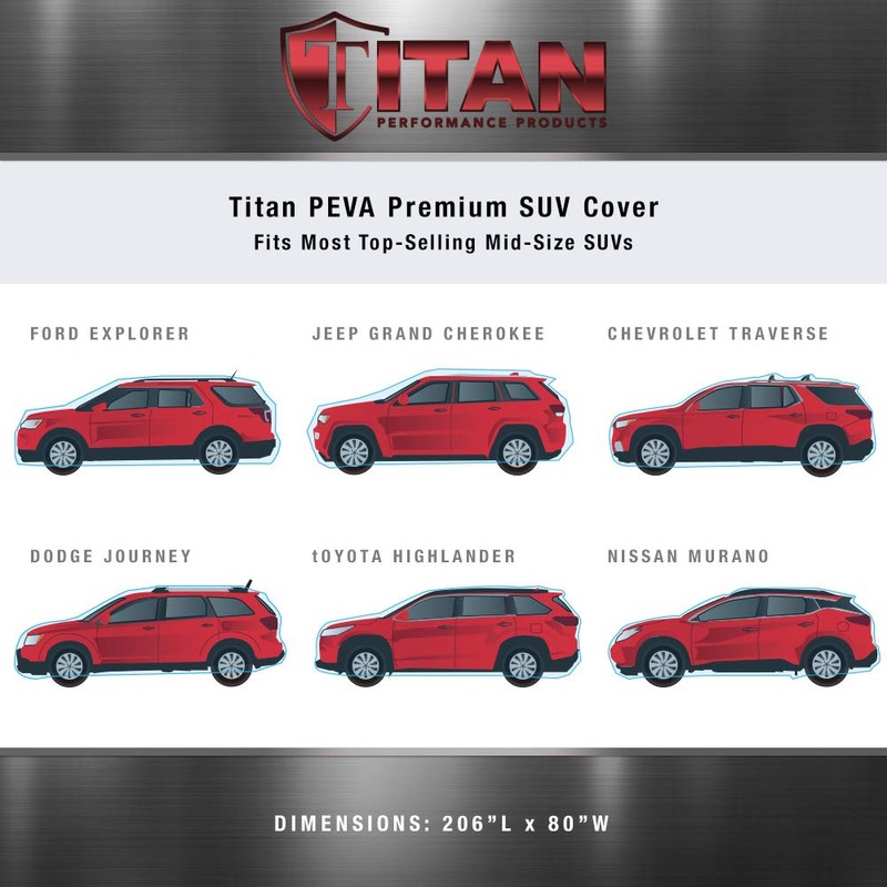 Titan Premium Multi-Layer PEVA Car Cover for Mid-Size SUV 188-206".