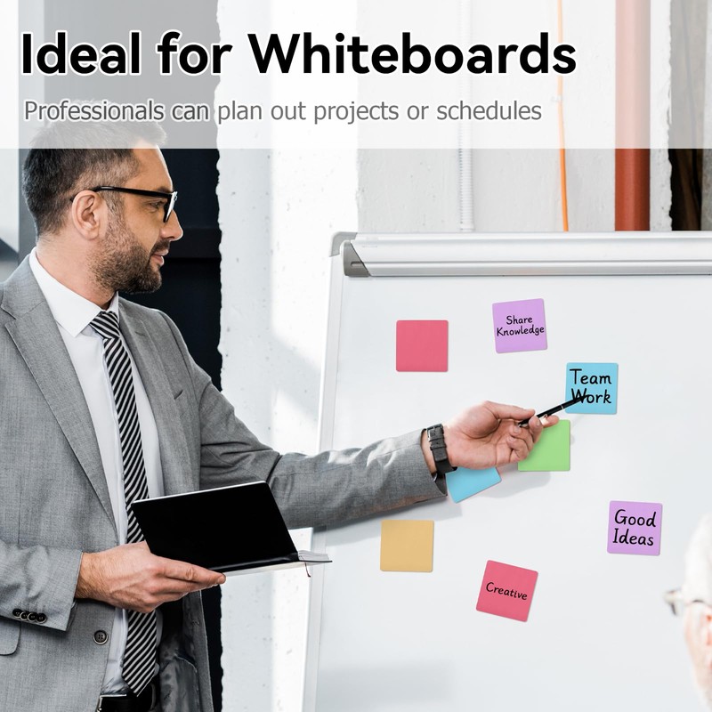 Magnetic Sticky Notes, 3x3 inch, 30-Pack Pastel Dry Erase Magnets,