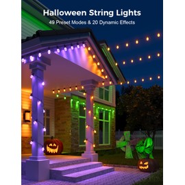 XMCOSY+ 48FT Smart Outdoor String Lights - RGBCWIC Dimmable Acrylic Bulbs, Color Changing LED Patio Lights APP WiFi Control, Work with Alexa, IP65 Waterproof Outside Lights for Yard Porch