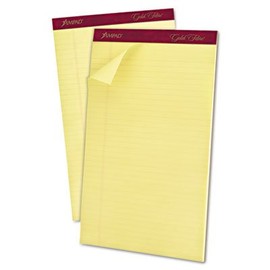 Ampad Gold Fibre Writing Pads, Legal/Wide Ruled, Legal, Canary, 12 Pads of 50-Sheets