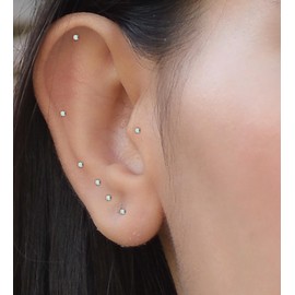 Enticera G23 Titanium Earrings for Sensitive Skin Flatback 5A+AB Cubic Zirconia Stud Earrings 14K Gold Hypoallergenic Nap Earrings for Women 2-4mm Gold 2mm