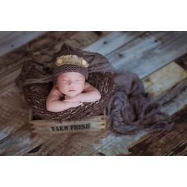 Vomdrok Newborn Baby Costume Photo Props Boy Girls Photo Shoot Outfits Infant Cute Stripe Hat Pants Photography Shoot (Brown)