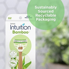 Schick INTUITION - Maquinillas de afeitar desechables de bambú para mujer, 3 unidades