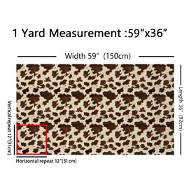Feelyou Kids Cow Fur Printed Fabric by The Yard Cowhide Pattern Upholstery Fabric for Chairs 1 Yard Girls Farmhouse Western Farm Animal Skin Decorative Waterproof Outdoor Fabric Brown Outdoor Fabric