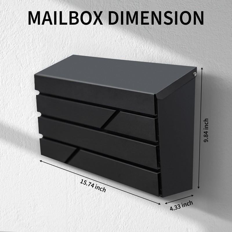 Wall Mount Mailbox for House Outside, Large Capacity Mailbox with