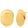 OZEL –Stud Earrings Brushed Texture for Women –14k Yellow Gold/White