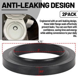 Aussio (2-Pack 33239 Closet Flange Seal Replacement for Thetford Compatible with Aqua Magic V Bravura RV Toilet Flange Seal for RV Camper Toilet Seal Parts Fits Standard 3" RV Waste Hole - Black