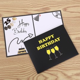 Sumerk 1 Pack Happy 25th Birthday Card Cheer to 25th Birthday Greeting Card with Stickers and Envelope for Her Him Men Women Birthday Gifts 15 x 20 cm