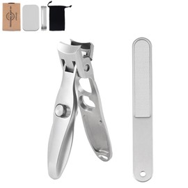 Toenail Nail Clippers for Thick Nails for Seniors, Professional Heavy Duty Edgy Nail Clippers for Men, Large Wide Jaw Opening Fingernail Clipper Cutters with Catcher for Women