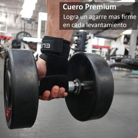 Elite Fitness Calleras de Cuero para Gimnasio, Protectores de Mano Tipo Straps, Ideales para Crossfit y Levantamiento de Pesas (Negro)
