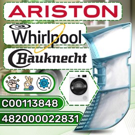 Lint Filter for Dryers 330 x 180 x 40 mm with Original Code C00113848 482000022831 for Indesit for Ariston for Whirlpool for Bauknecht ONIX TECH