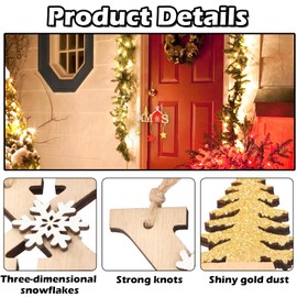 Volumoon 2pcs Wooden Christmas Hanging Signs, Christmas Welcome Door decorations, Christmas Wall Hanging Sign, Wooden Christmas Decoration for Door Wall Christmas Trees Ornaments (A)