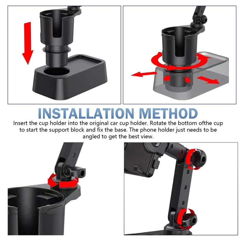 Polcatay Cup Holder Mobile Phone Rack, 2-in-1 Adjustable Anti-Shake Navigation