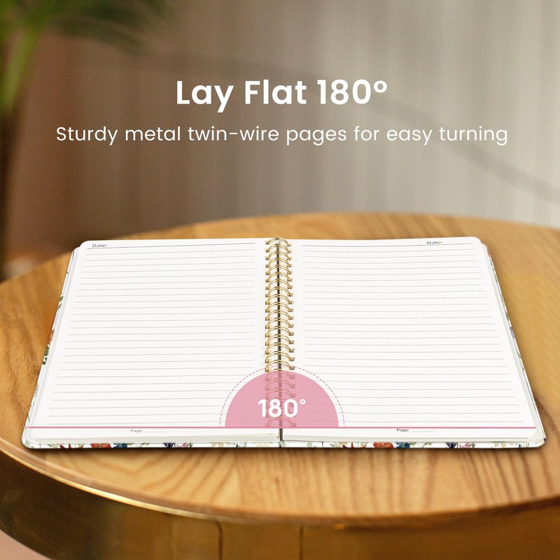Spiral Journal Notebook for Women, Pretty Hardcover Lined Notebook for