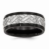 Stainless Steel Men's Matte Brushed Finish Black IP Grooved Wedding