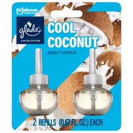 Glade PlugIns Scented Oil Air Freshener, Cool Coconut Limited Edition, 1.34 oz Total, 2 Refills