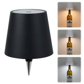 TTLYUGN Wireless Bottle Lamp,Wireless Liquor Bottle Lamps Shade for Any Bottle,Rechargeable 3 Color Stepless Dimming LED Wine Lights,Touch Control Desk Kit for bar & Restaurant - Black