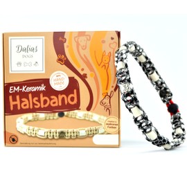 EM-Ceramic-Tick Collar for Dogs and Cats Tick Protection Anti-Tick EM Band Adjustable Original US Paracord Made in Germany (41-50 cm, Black-White)