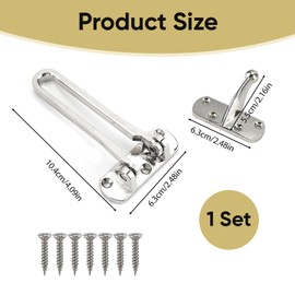 Door Chain Lock for Front Door – Heavy Duty Swing Bar Guard Lock with Safety Chain, Childproof Door Latch for Home, Apartment, Hotel, Dormitory – Reinforcement Door Security Stopper, Silver