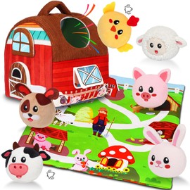 Baby Toys 6-12 Months - Soft Barn Toy with Stuffed Farm Animals - Montessori Toys for Babies 6-12 Months Sensory Infant Toys for Toddlers 1 2 3 Year Old Boys Girls Easter Basket Stuffers Gifts