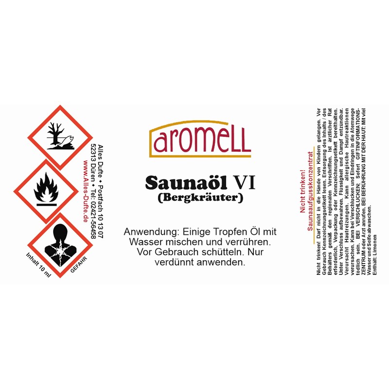 Mountain Herbs Sauna Oil with Natural Essential Oils 10 ml