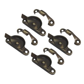 QCAA Zinc Die Cast Window Sash Lock, Antique Brass Brushed, Made in Taiwan, 4 Pack