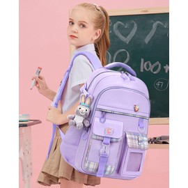 Amythe School Backpack Girls Backpack Teenagers Waterproof Daypacks with Ergonomic Design Fashionable Leisure Backpack Kids School Bag for School or Travel, purple, Rucksack Backpacks