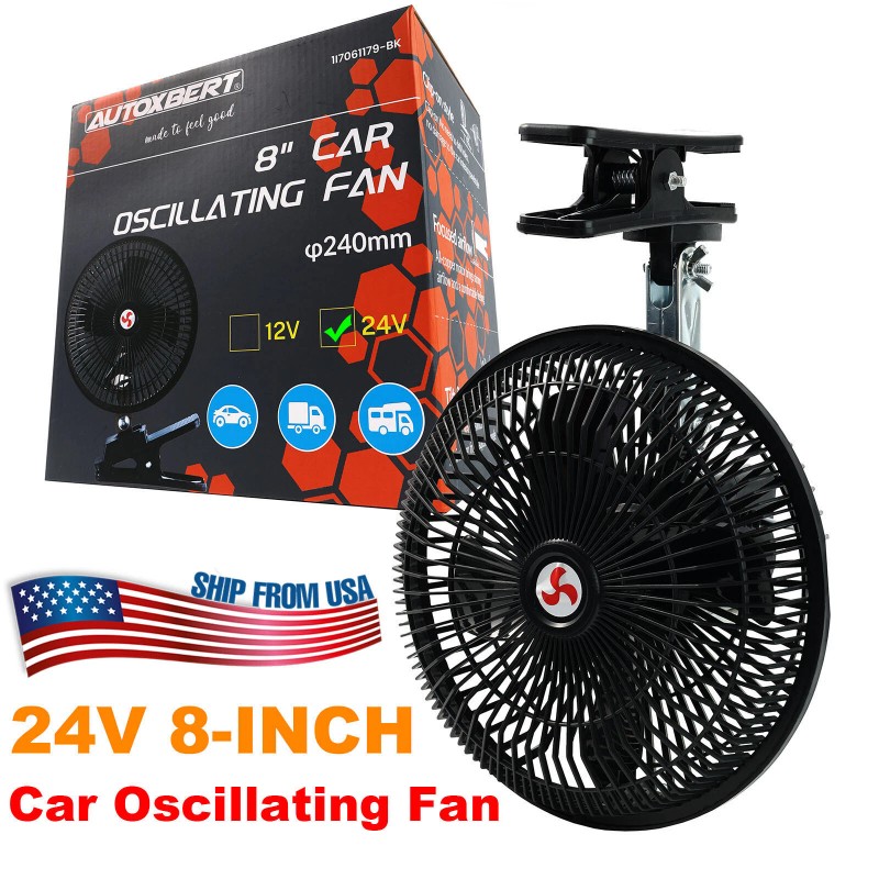 XUKEY 8inch 24V Car Oscillating Clip On Fan Rotatable Cooler