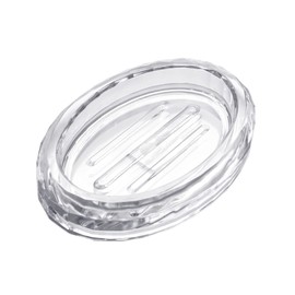 Sizikato - Jabonera clásica de acrílico transparente, bandeja de jabón ovalada de 5.7 pulgadas para baño de hotel