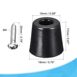 sourcing map 19mm W x 17mm H Round Rubber Bumper Feet, Stainless Steel Screws and Washer for Furniture, Electronics, Non-Slip 10pcs