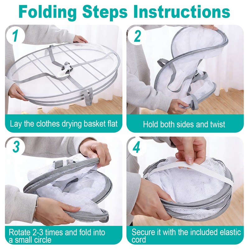 3-Tier Folding Mesh Clothes Drying Rack, Hanging Sweater Dryer for
