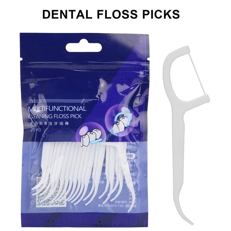 20pcs Professional Floss Picks Disposable Tooth Cleaning Floss Picks for