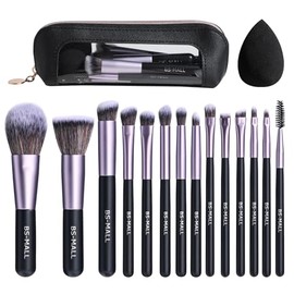 BS-MALL - Juego de 14 brochas de maquillaje con 1 esponja de maquillaje – Brochas esenciales para base, polvos correctores, sombras de ojos y colorete