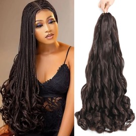French Curl Braiding Hair 8 Packs Pre Stretched Loose Wave Bouncy Braiding Hair French Curls Braids Hair Curly Synthetic Hair Extensions (4#, 24 Inches)